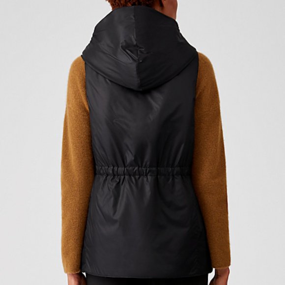 Eggshell Recycled Nylon Hooded Vest by Eileen Fisher - Picture 7 of 12